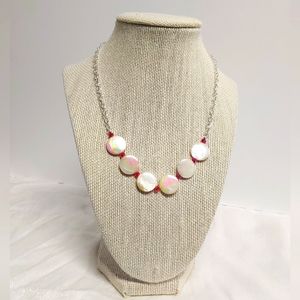 MOP Coins & crystals on silver plated chain